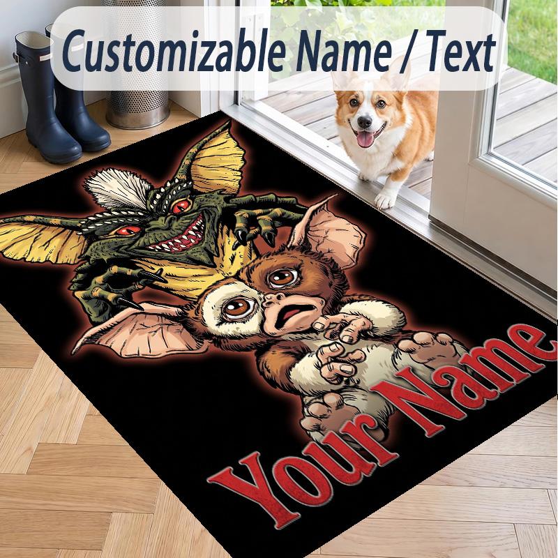 Custom Text Gremlins Gizmo Pattern Floor Rug Soft Indoor Carpet Mat Living Room Bedroom