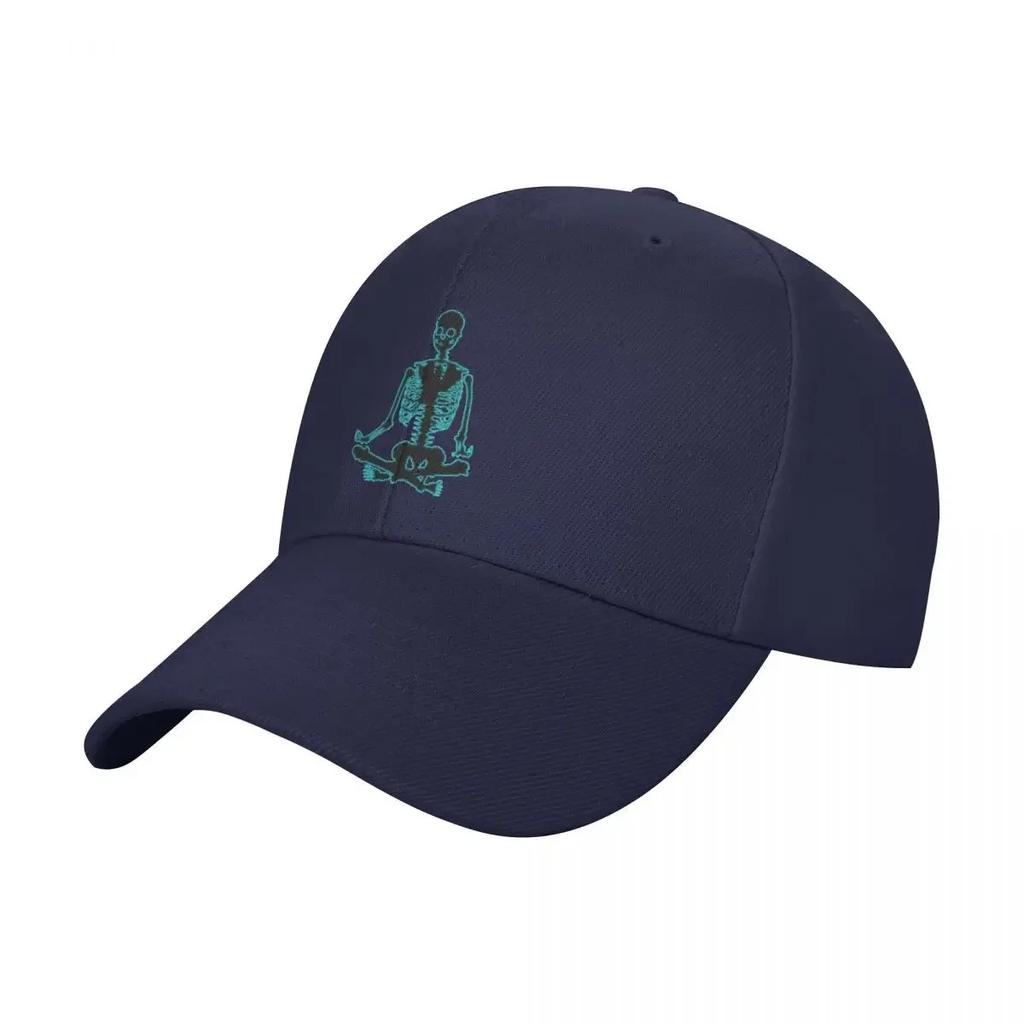 Skeleton Meditating Blue Glow Baseball Cap birthday Sun Hat Unisex Luxury For Girls Unisexs