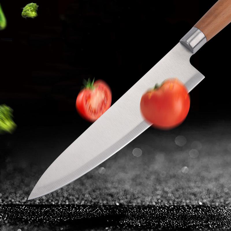 6 шт., японский набор ножей шеф-повара, кухонный нож, нож сантоку с деревянной ручкой, нож для мяса, нож для хлеба, кухонный набор бытовых ножей