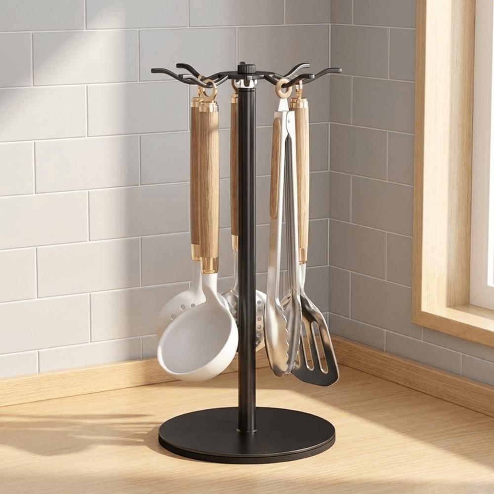 8 Hooks Spatula Storage Rack Carbon Steel Spoon Hanging Rack Pot Shovel Rack Utensils