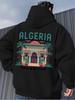 Men Algeria Casbah Sports Hoodie Palm Tree Traditional Building Print Oversized Pullover Streetwear Sweatshirt Autumn Winter