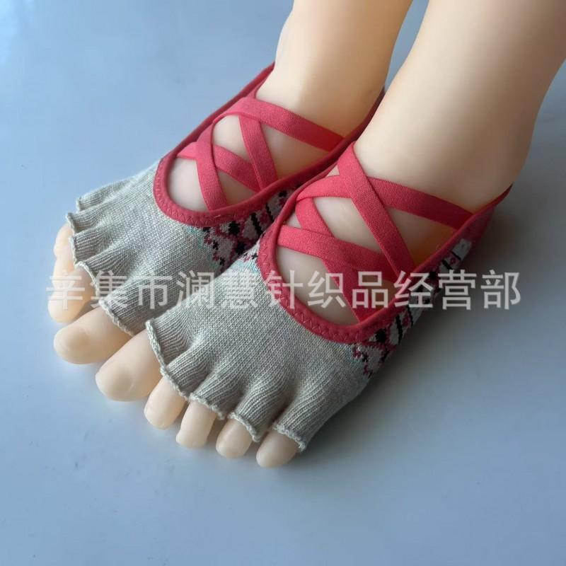 Non-Slip Yoga Socks With Crisscross Straps Pilates Dance Fitness Indoor Exercise Cotton Blend Footwear
