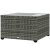 62 x 62cm Glass-Top Rattan Side Table - Light Grey