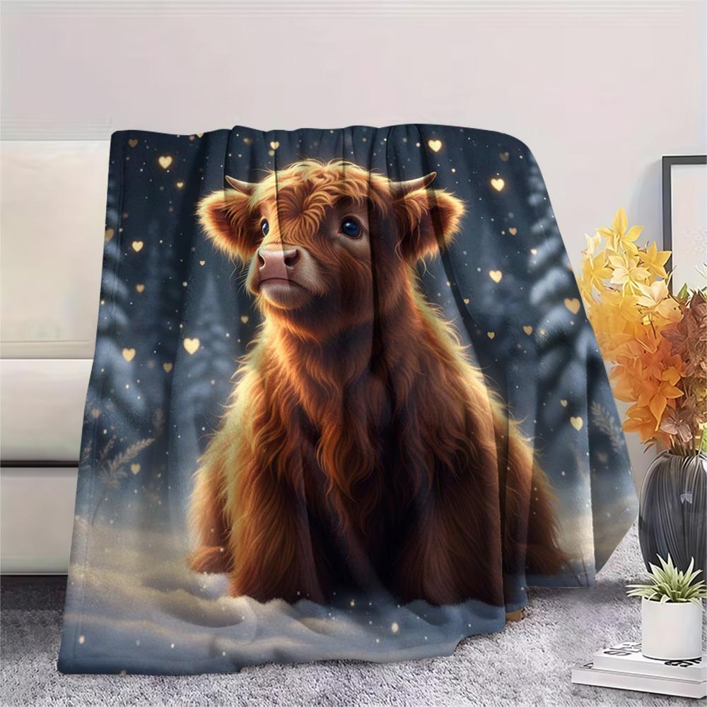 1PC Cute little animals Print Flannel Blanket, High quality Comfortable for All Seasons, Home Decor, Warmth and Comfort