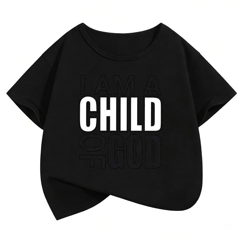I Am A Child of God Letter Printed T Shirts Graphic Kids Childrens Tshirt Boys Girls Summer Spring Casual Top Tee Shirt