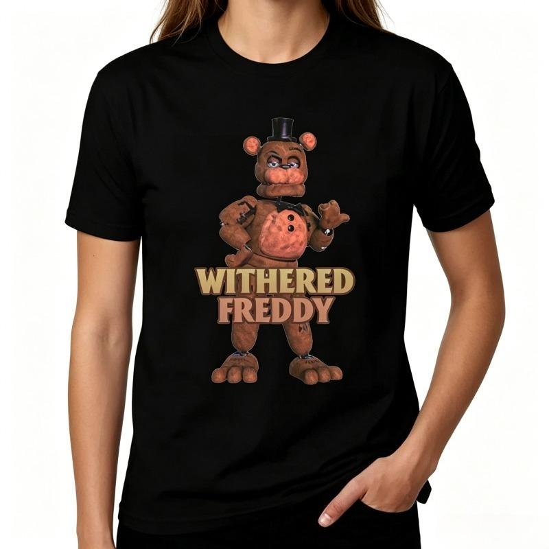 Завявший Фредди Пять Ночей с Фредди FNAF Графическая Футболка Унисекс Повседневная с Коротким Рукавом