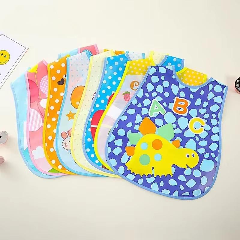Reusable Baby Waterproof Bib Cartoon EVA Saliva Towel Anti Dirty Apron Feeding Drool Towel for 1-3 Years Old Choldren