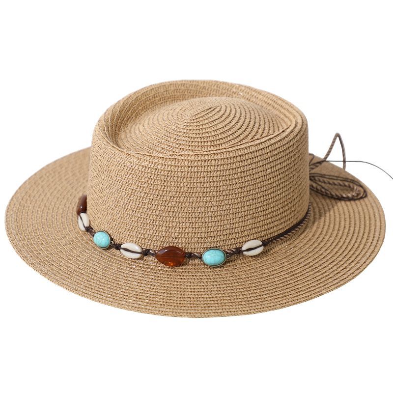 French hat ladies summer beach weave ins wind retro sunscreen visor visor flat top hat tide