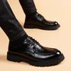 Мужские новые толстоподошвенные из натуральной кожи business casual мягкая кожа круглый носок британский стиль для commuting дерби туфли