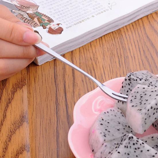 10 шт. многоразовые палочки для фруктов, круглые зубцы из нержавеющей стали 304, 2 зубца, пищевая десертная вилка, кухонные инструменты