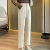 Офисные женские элегантные модные однотонные шерстяные брюки женские шаровары осень-зима с высокой талией повседневные свободные брюки 29469