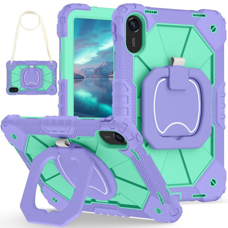 Redmi Pad 2 11 Inch Case Color Contrast Silicone Cover With 360 Rotating Stand Shockproof Protector