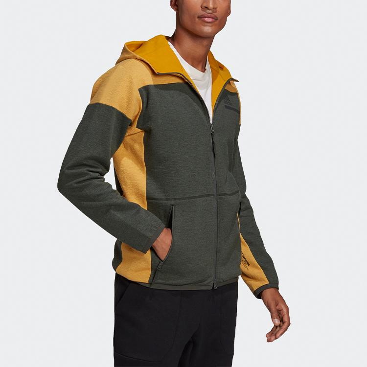 adidas ZNE FZ Зимняя теплая куртка с капюшоном на флисовой подкладке Мужские куртки Земляно-коричневые GU2079
