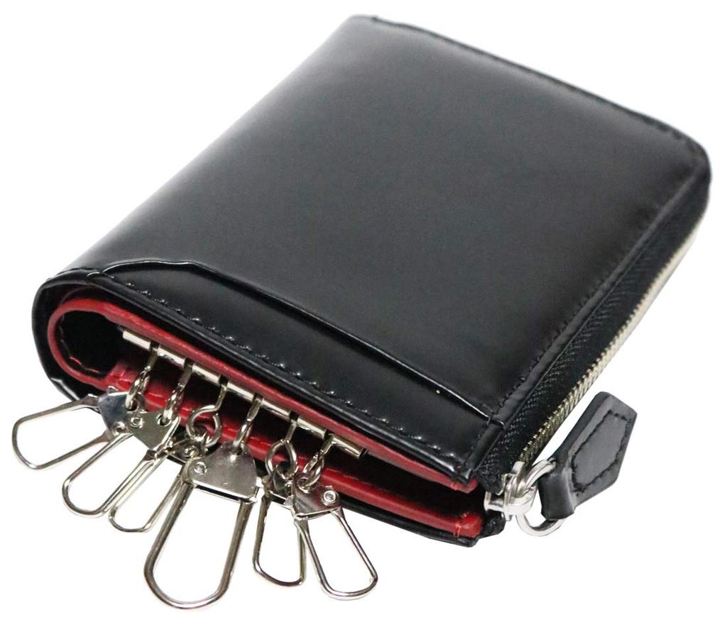 Черный x красный чехол для ключей из кордована с кошельком для монет из конской кожи, интегрированный чехол для ключей из конской кожи с держателем для карт для мужчин и женщин, оригинальный чехол для смарт-ключа