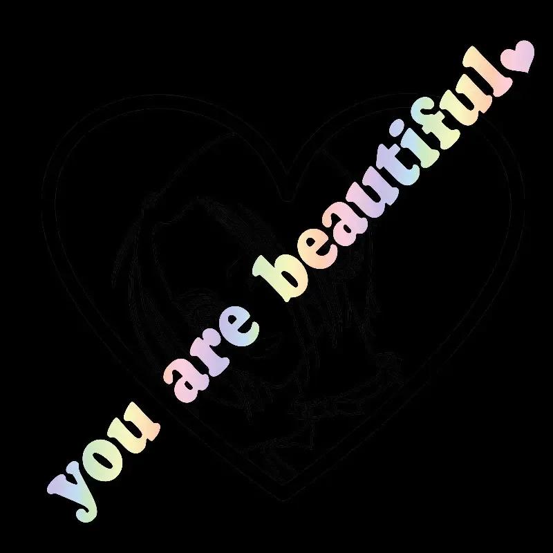 Car Stickers You Are Beautiful Interior Decoration Rear View Mirror Decals Car Vanity Mirror Vinyl Sticker Auto Accessories