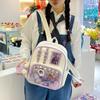 Urban Minimalist Womens Backpack With Transparent Compartment Display Badge For Daily Use