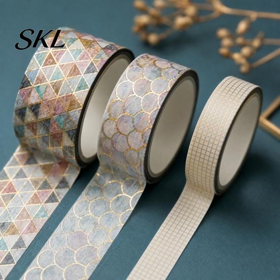 Hot Stamping Washi Tape 10 Rolls Metallic Foil Tape, Decorative Masking Tapes for Junk Paper-safe Adhesive Journal Supplies, Arts, DIY Crafts,