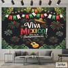 2D flat 1-piece set Viva Mexico Independence Day background music equipped with colorful fireworks and holiday straw hats