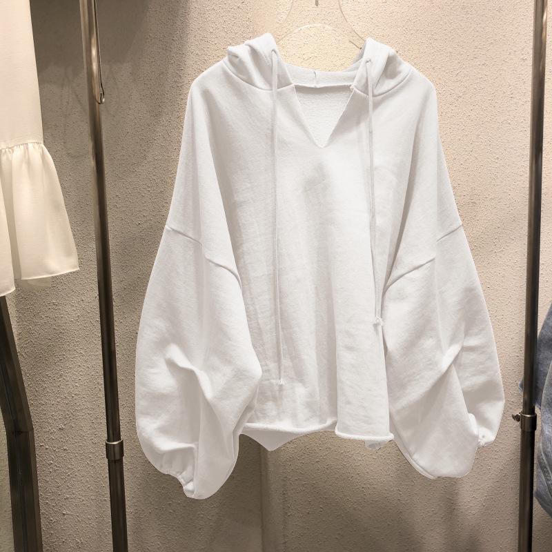 Женский хлопковый свитер оверсайз с капюшоном - корейский стиль осень/зима 2023 г. (Подходит для веса до 200 фунтов)