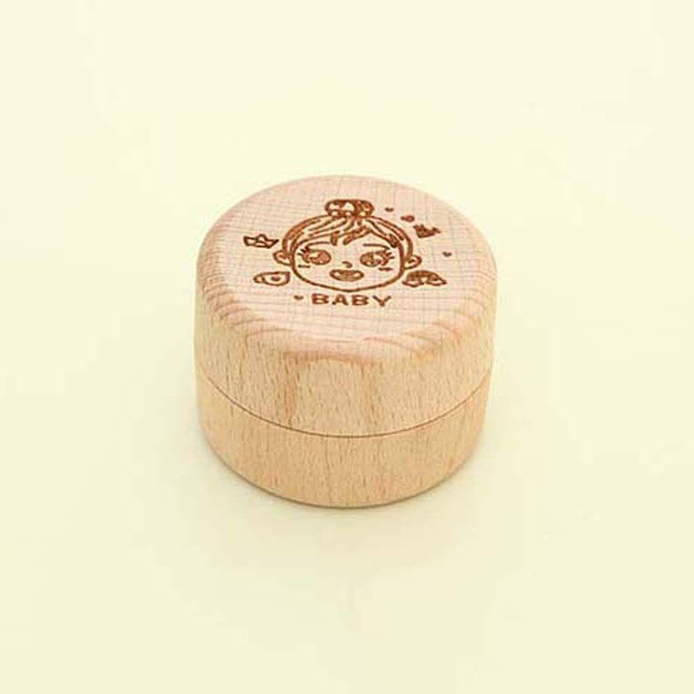 Primary Teeth Wood Baby Tooth Box Baby Teeth Save Tooth Fairy Box Round Deciduous Tooth Case  Kids