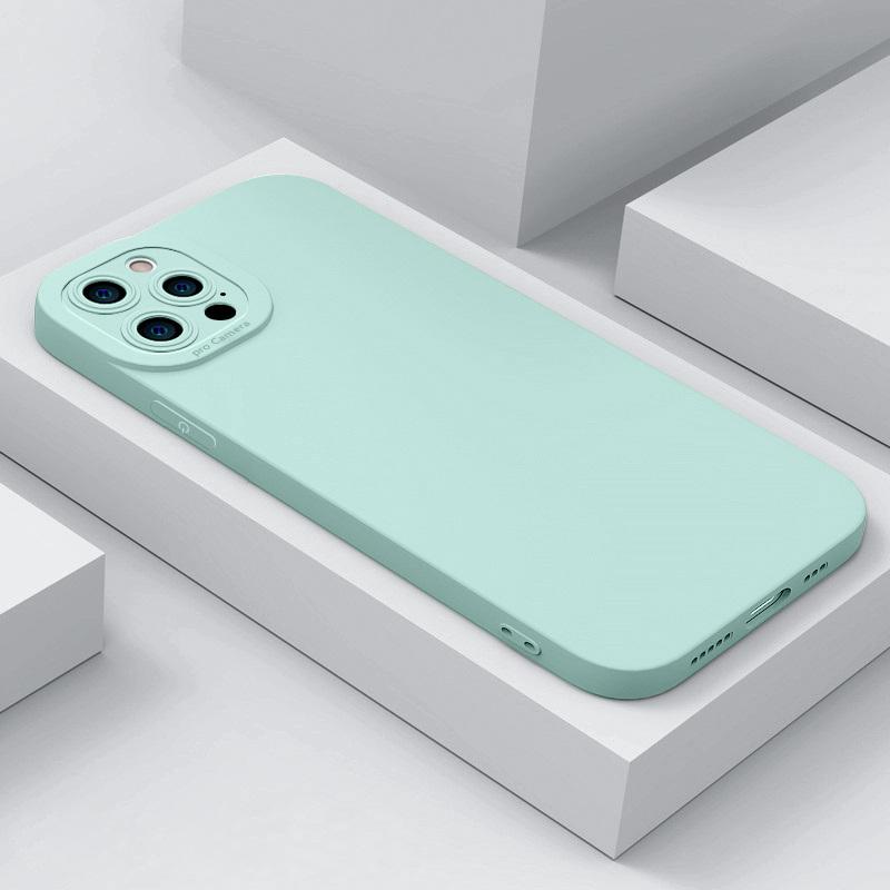 Для iPhone Мягкий чехол из жидкого силикона с фланелевой защитой объектива камеры Задняя крышка Для iphone 16 15 14 Pro MAX 13 12 11 17 Pro 16E 17E 8 7