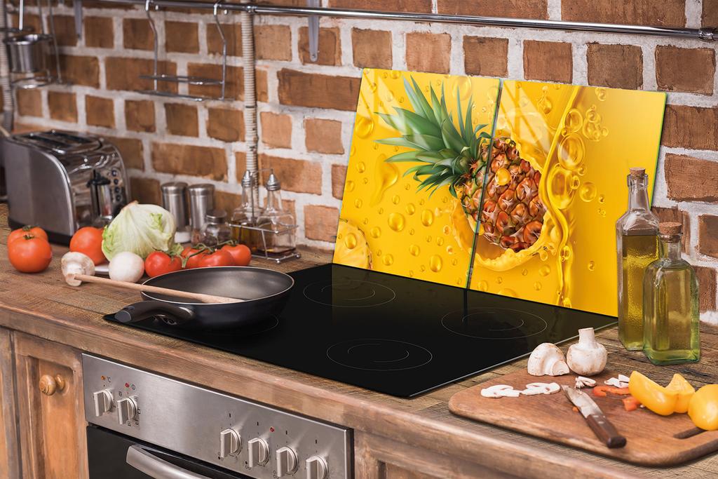 SZKLANA PŁYTA i DESKA DO KROJENIA 100x52 ANANAS