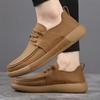 Fashion Men's Leather Lace-Up Casual Shoes Comfortable Walking Sneakers for Men Breathable Outdoor Slip-On Flats Men's Vulcanize Shoes