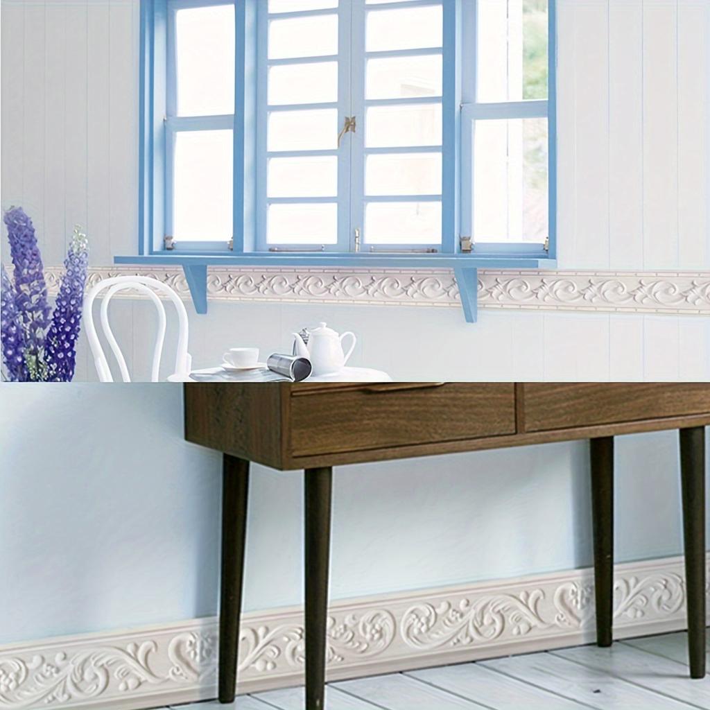 1 Roll Elegant Silver Gray Floral Shape Wallpaper Border Peel and Stick, Home Ceiling Decorative Borders for Bathroom Living Room Kitchen