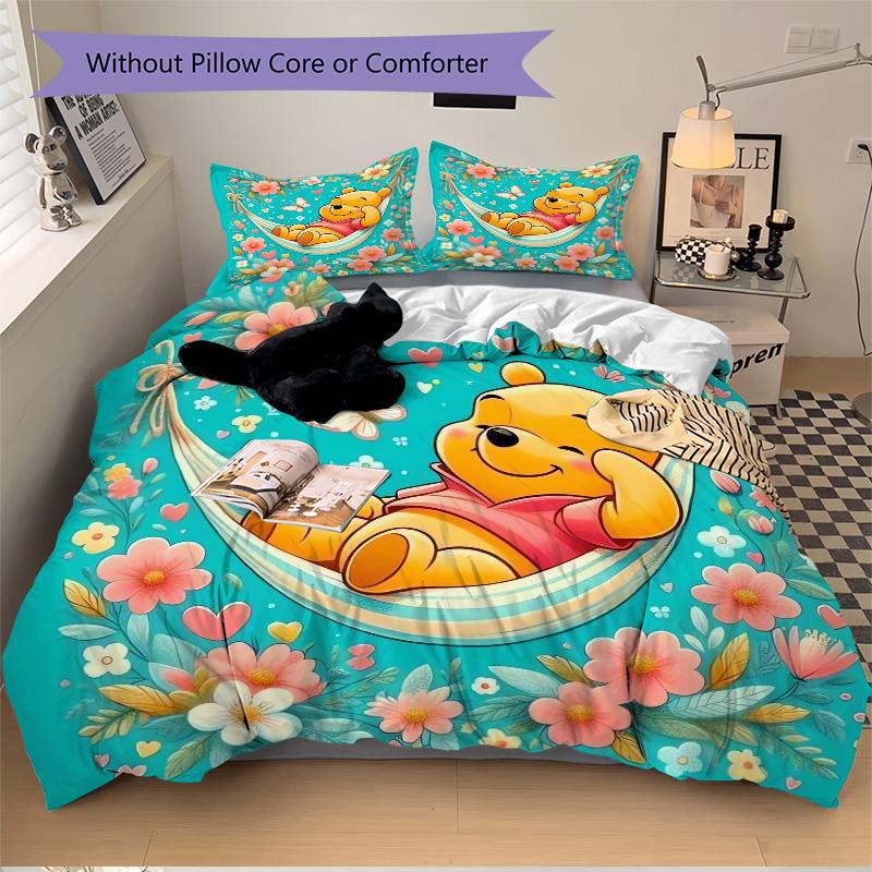 Piglet Hammock Flowers Print 3Pcs Bedding Setduvet Cover With 2 Bedropillowcase Home Birthday Gift