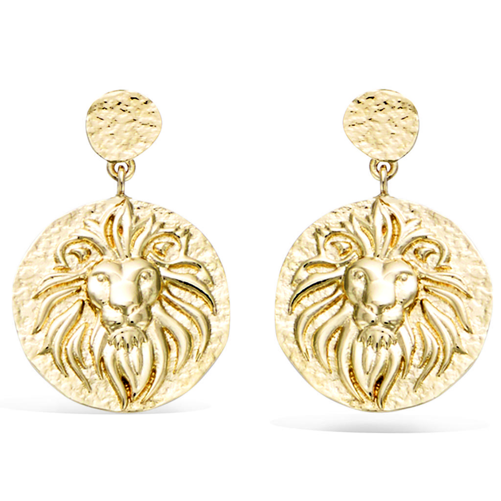 Les Trésors De Lily [R3435] - Gold Plated 'Lion' Earrings - 23x17 Mm
