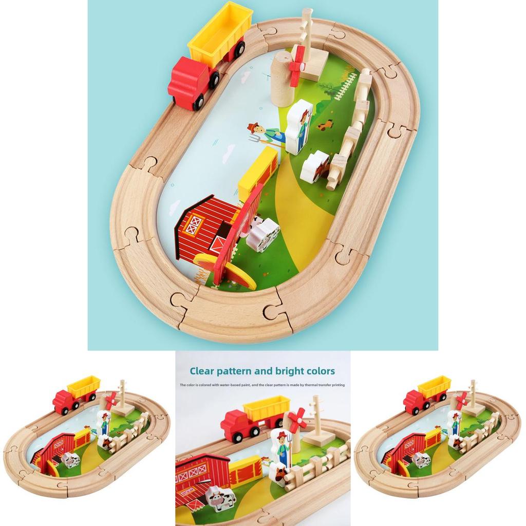 Деревянная Ферма Трек Сцена Строительные Блоки Детский Набор Игрушек Для Детей Развивающая Игра