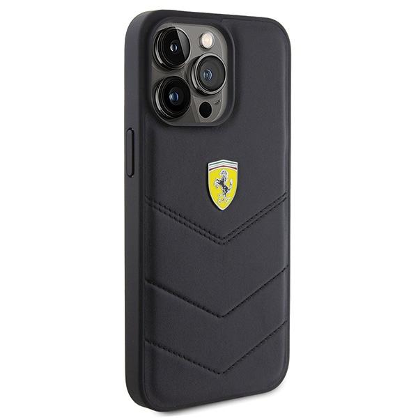 Ferrari Fehcp15Xrduk iPhone 15 Pro Max 6.7 Черный/Black Жесткий чехол Стеганый Металлический логотип
