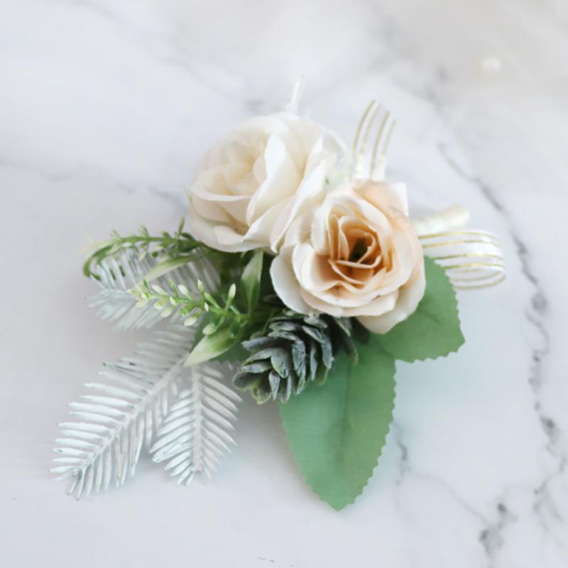 2 шт. искусственный корсаж на запястье Цветочный набор Свадебные цветы Аксессуары для женихов Свадебные женихи