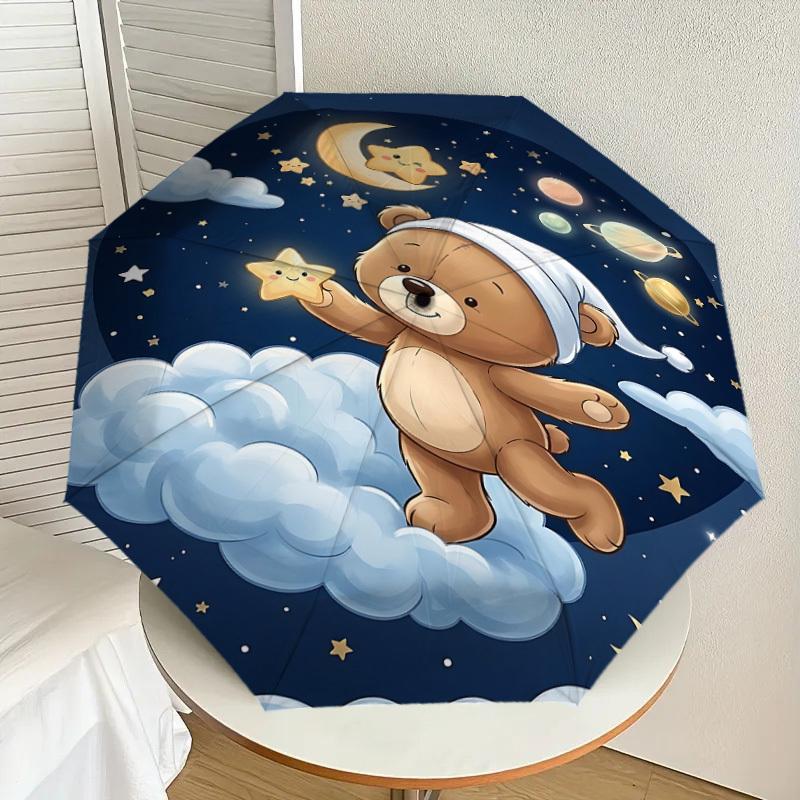 1PC Bear Cloud Umbrella-8-Rib Reinforced, Automatic Open, Lightweight & Durable, Fashion Accessory for Outdoor, J0395