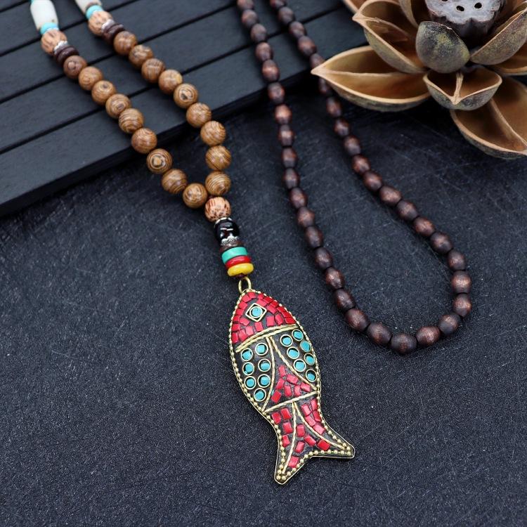 Nepalese Style Retro Long Necklace Men's and Women's Simple Tibetan Pendant Literary and Versatile Sweater Chain Accessories