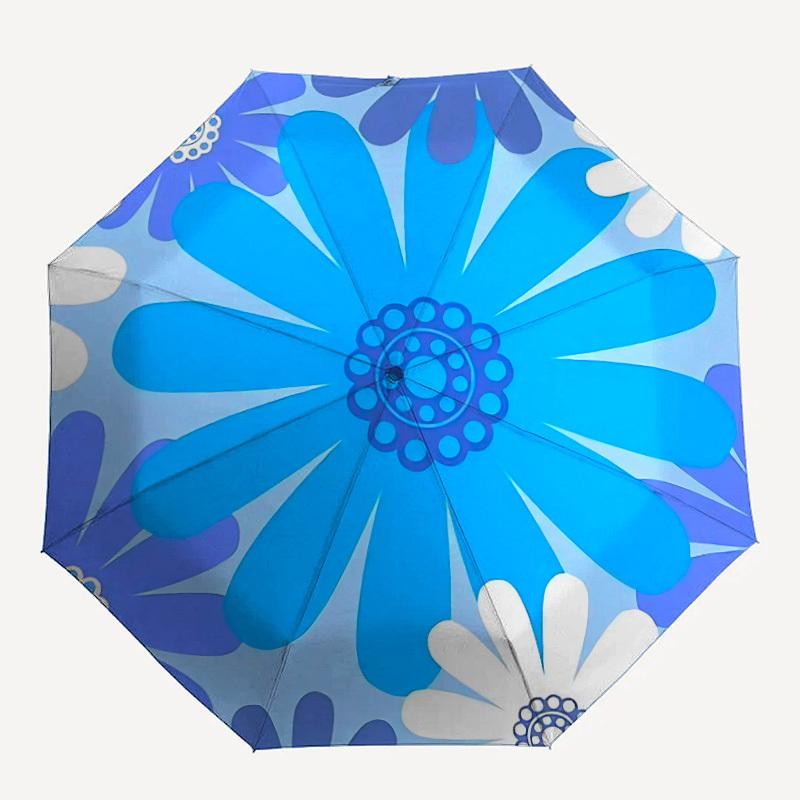 1pc Blue Daisy Automatic Opening/closing Umbrella with Auto Open/Close, Perfect Gift for Friends, Durable Plastic Handle yy250801164
