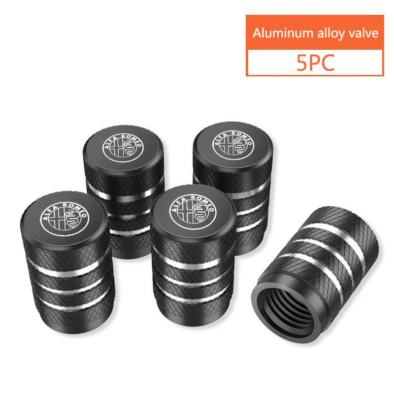 5Pcs Car Tire Valve Caps Auto Tyre Air Stem Dust Cover for Car Styling For Alfa Romeo Giulietta Giulia GT Mito Brera F1 Stelvio ert853