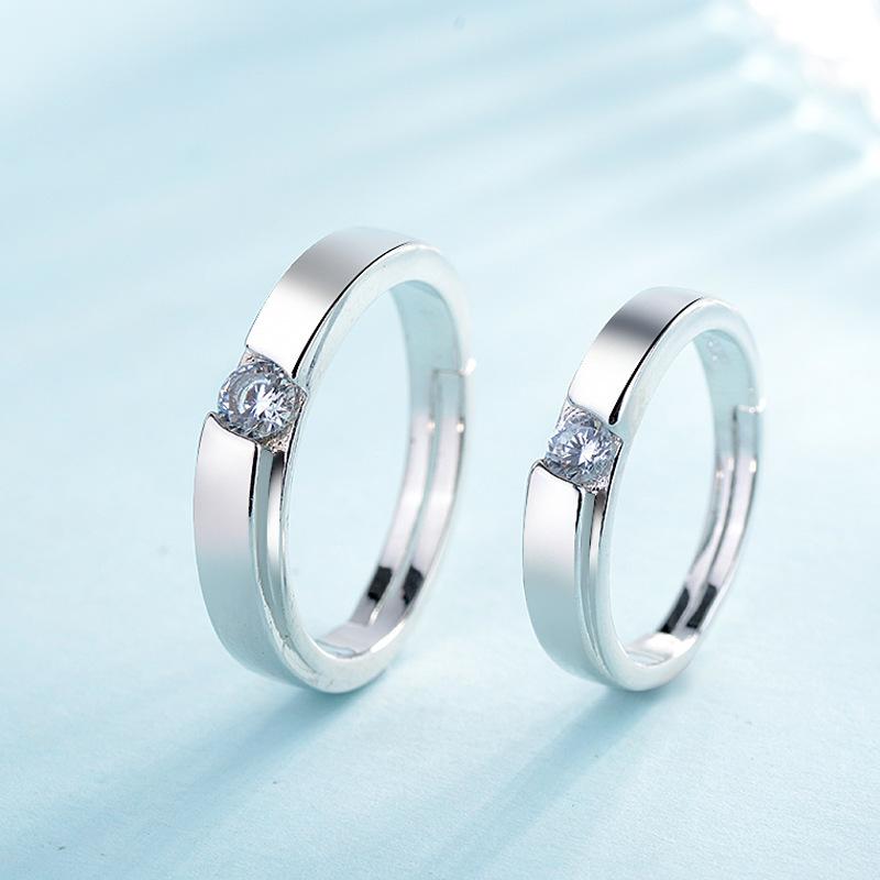 High-grade Fashion Trends Differences with Personalised Glitter and Lustre Ring Female Proposal Wedding Open Ring Couple Ring Jewellery