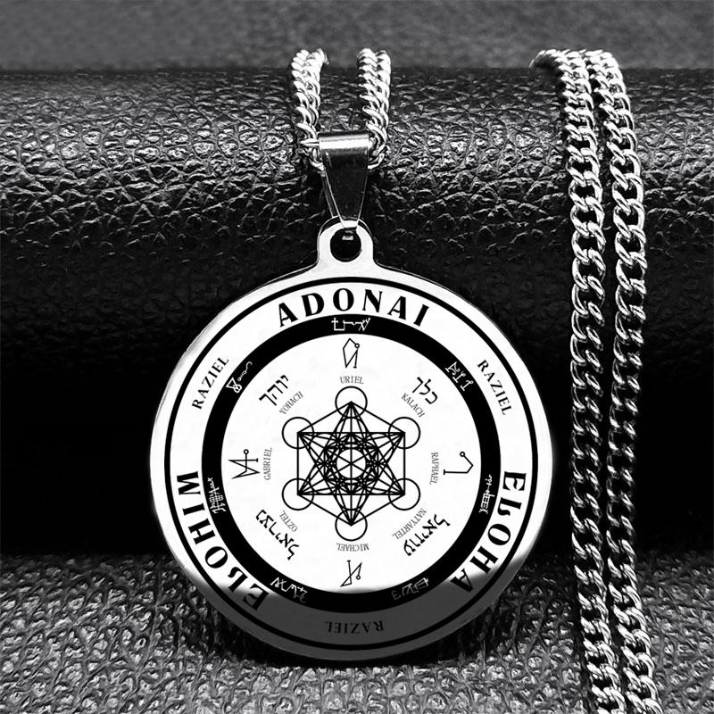 Stainless Steel Angel Seal Archangel Metatron Necklace Geometric Solomon Spiritual Necklace The Secrets of the Kabbalist Jewelry