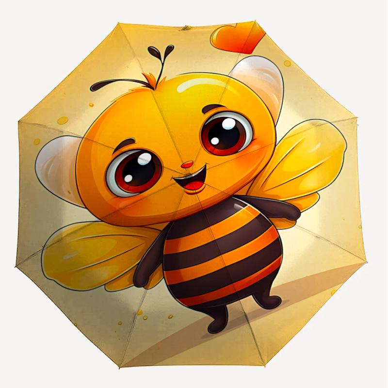 1PC Bee Heart Automatic Open/Close Umbrella with Windproof, 8-Rib Sturdy Canopy, Durable Ribs, Fashionable Design1290A