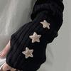 1 Pair Women Gloves Lolita Style Fingerless Knitted Star Patchwork Cool Girl Streetwear JK Party Arm Sleeves Warm Thick Winter Arm Covers