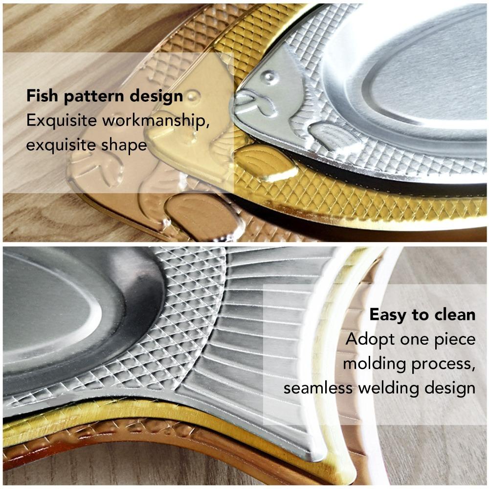 Stainless Steel Fish Shaped Plate Decorative Food Tray Kitchen Tools Appetizer Tray  Birthday Party