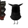 Cute Black Yabi Little Devil Hooded Hat with Horns and Earmuffs for Winter