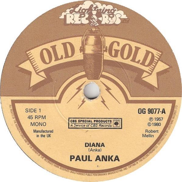 7-дюймовая пластинка PAUL ANKA Diana OG9077 Old Gold 1980 Великобритания Рок Б/у