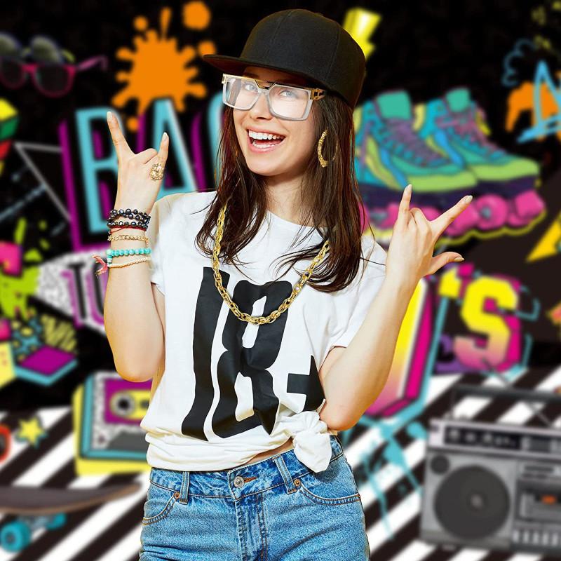 Комплект костюмов в стиле хип-хоп, ожерелье в стиле хип-хоп с долларом, кольцо, шляпа-ведро, комплект очков для вечеринки, принадлежности для косплея