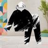 Girls Hooded Long Sleeve Black White Printed Two Piece Set Kangaroo Pocket Cuffed Pants