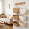 Handwoven Multi Pocket Hanging Baskets Woven Cotton Wall Mount Storage Bag  Bathroom