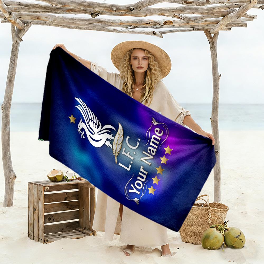 Liverpool Customize Text Beach Towel Quick-Dry Soft Microfiber Suitable for Swimming Gym Camping Yoga Vacation