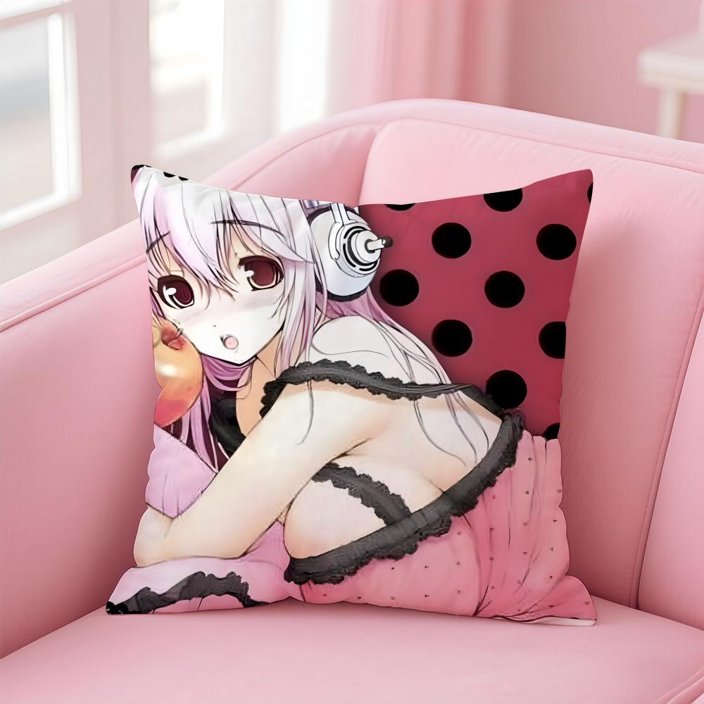SSuper Sonico Cushion Cover Pillow Case Soft Friendly Fabric Concealed Zipper