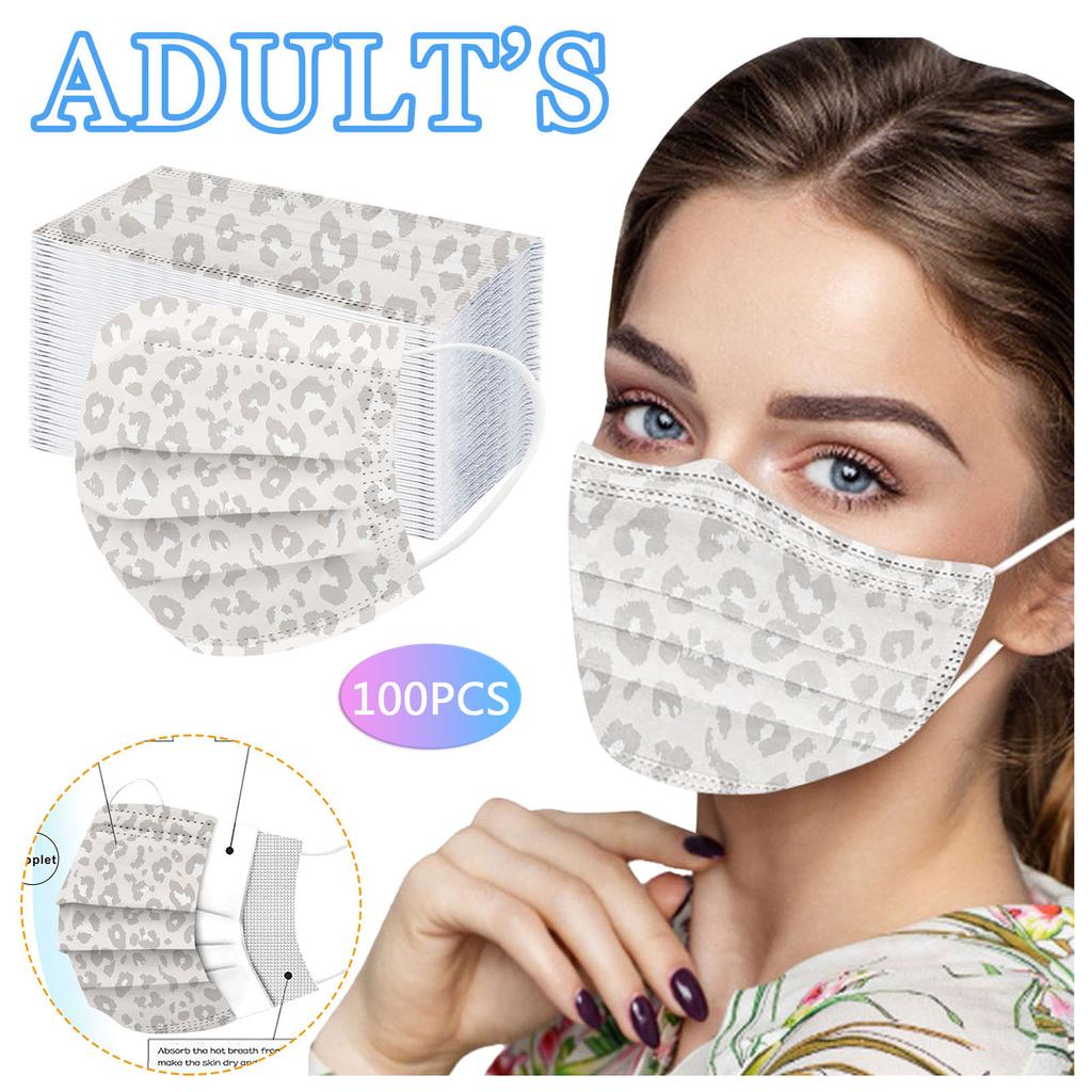 Трехслойная одноразовая пыленепроницаемая защитная маска с леопардовым принтом для взрослых